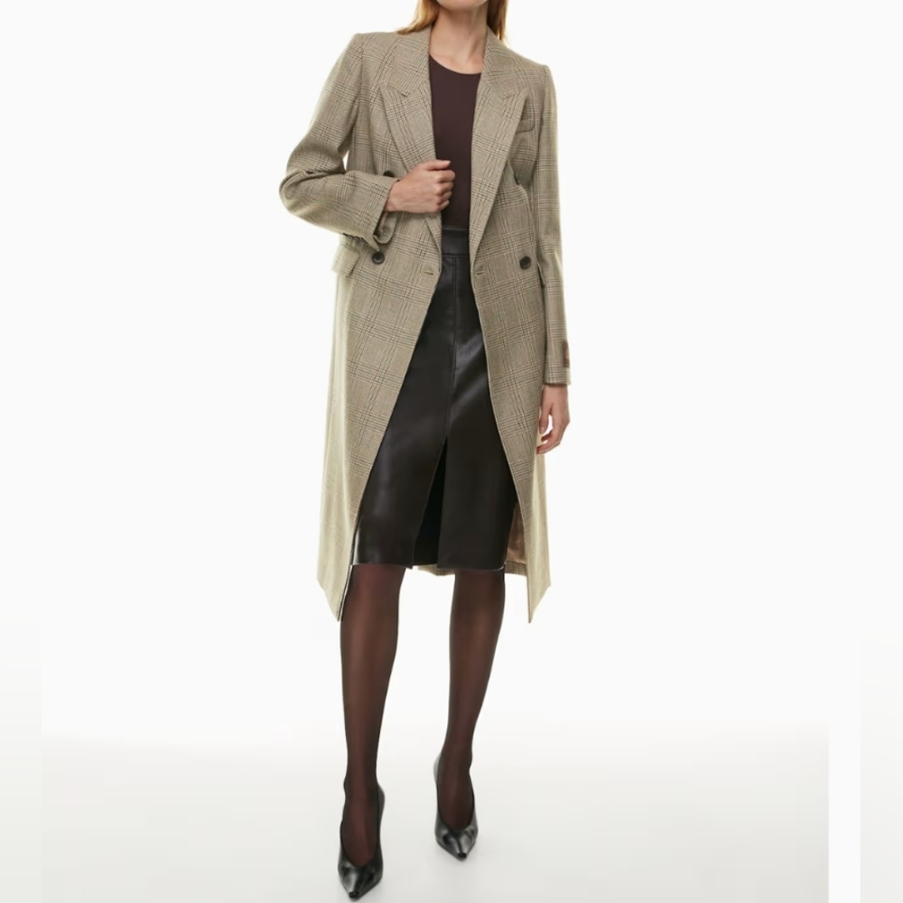Babaton Checkered Double-Breasted 100% Virgin Wool Coat (New With Tag)
